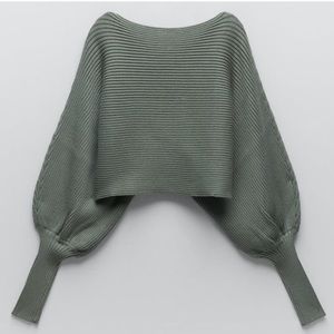 ZARA Knit Cropped Sweater Loose-fit Balloon Sleeve